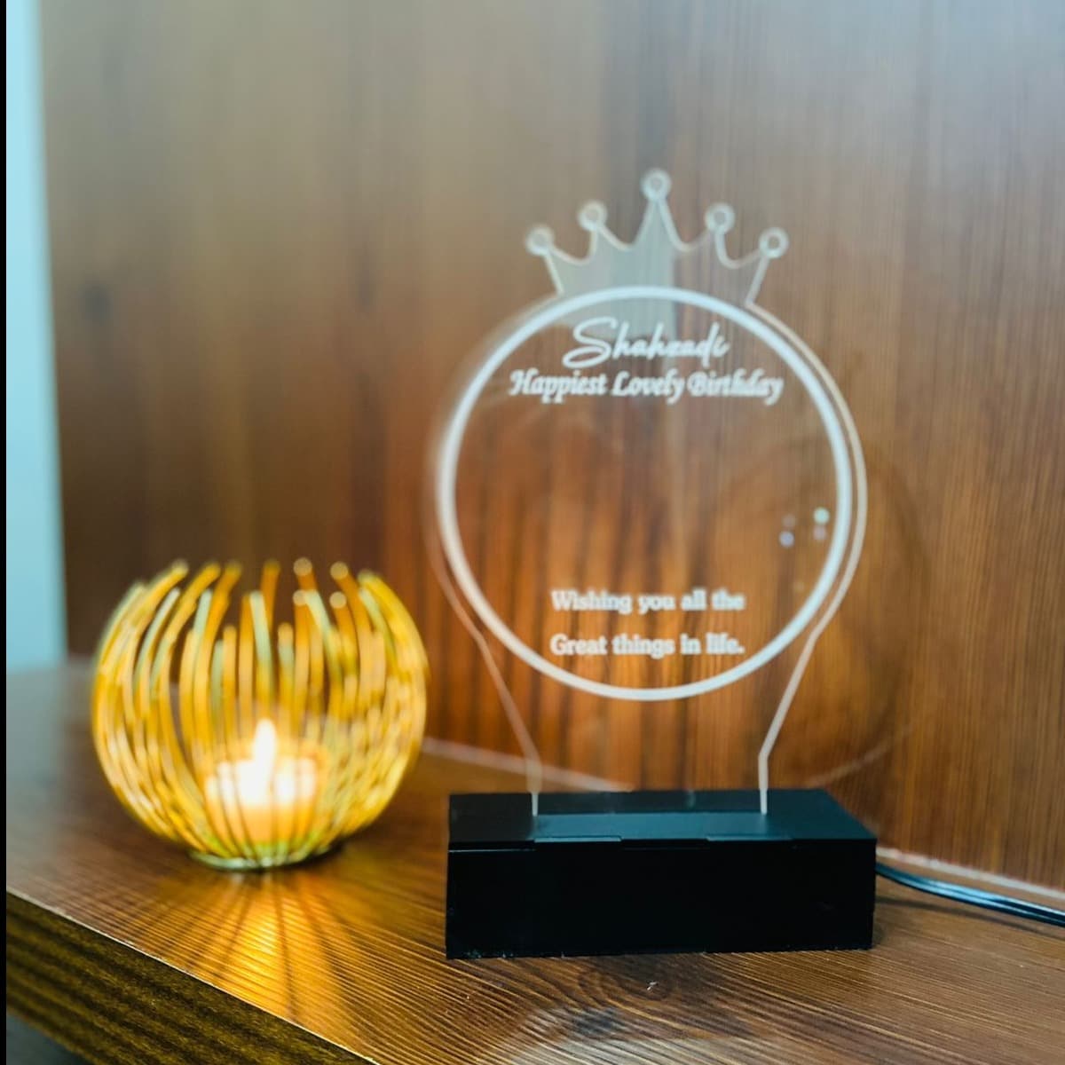 DESIGN ELLE 3D Illusion 4 Heart Personalised Lamp Artistic Gifts Personalized 3D Illusion Led Lamp Special for Anniversary and Other Occasions